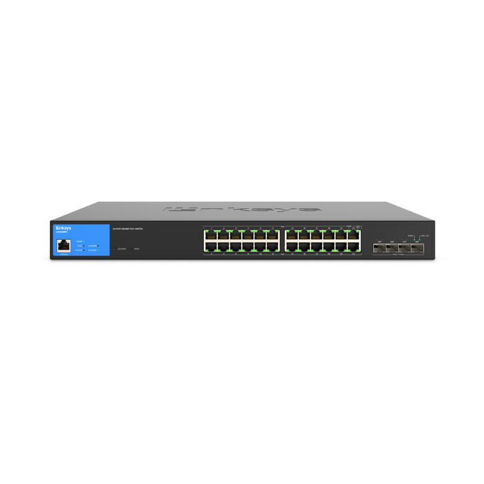 24-Port Managed Gigabit PoE+ Switch with 4 10G SFP+ Uplinks 410W TAA Compliant LGS328MPC, , hi-res