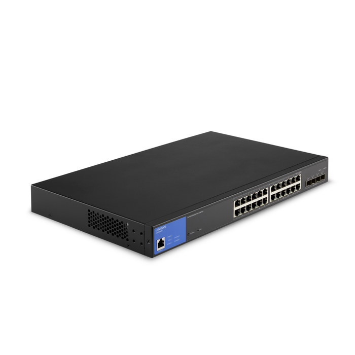24-poorts beheerde Gigabit PoE+-switch met vier 10G SFP+-uplinks, 410 W (conform TAA), , hi-res